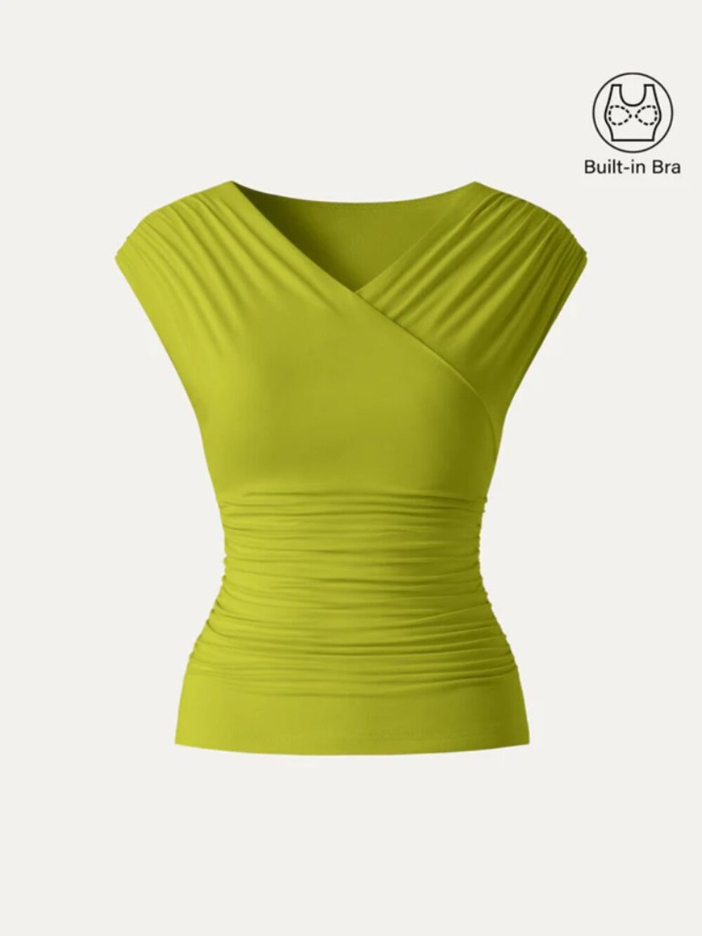 NWT OGL Eco-SkinKiss® SkinKiss Surplice V-Neck Ruching Bra Top size M GREEN